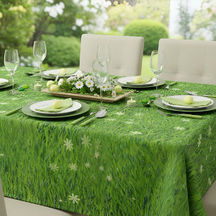 A grama é uma toalha de mesa mais verde