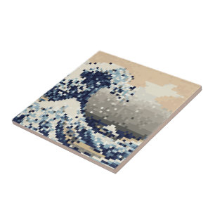 A grande onda fora da arte do pixel do bocado de