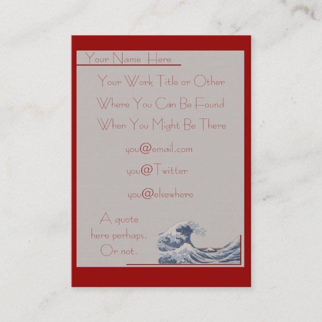 A grande onda fora do cartão de visita de Kanagawa (Frente)