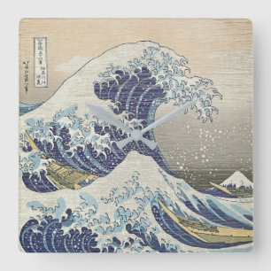 A Grande Onda - Relógio Quadrado de Arte Zen