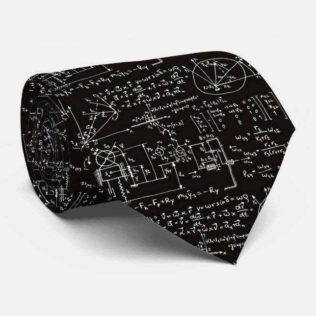 A gravata preta dos homens Geeky da matemática da (Rolled)
