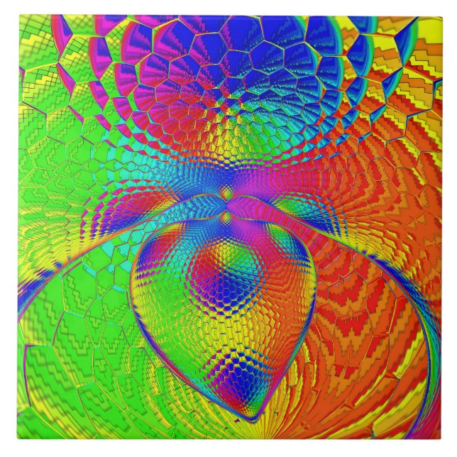 a heart with a psychedelic and colorful style (Frente)