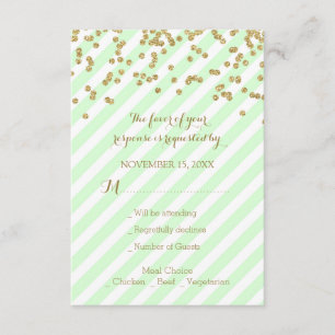 A hortelã Dourado dos confetes listra RSVP Wedding