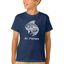 A.I. Fishies [Texto editável] Camisa Design branca