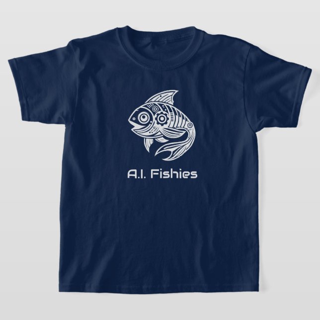 A.I. Fishies [Texto editável] Camisa Design branca (Postura )