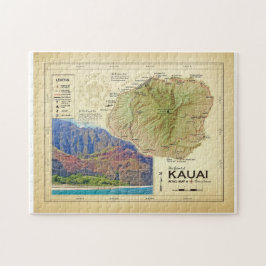 A ilha do mapa do quebra-cabeça de Kauai [vintage