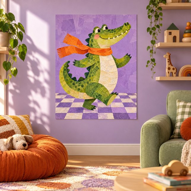 A Impressão de Arte do Crocodilo Amigável (Unframed paper art print. All texture effects are printed. Room styling props are not included.)