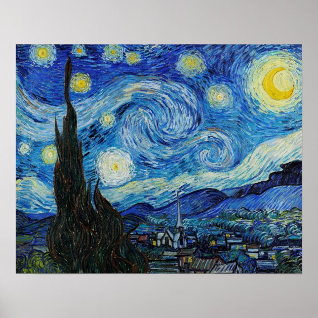 A Impressão de Arte Starry Night Van Gogh (Frente)