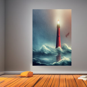 A inundação e o farol AI Art Poster