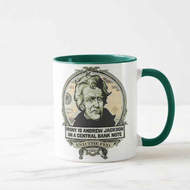 A ironia é Jackson em uma caneca central da cédula (Direita)