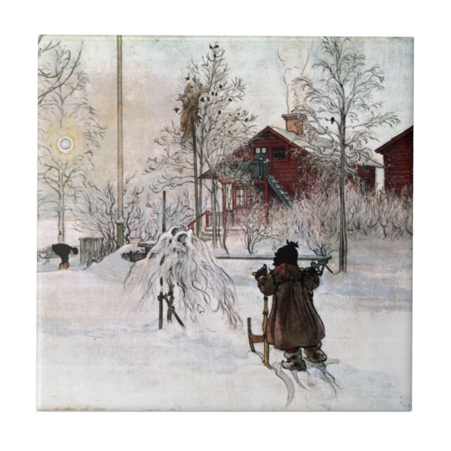 A jarda e o Lavagem-House, Carl Larsson (Frente)