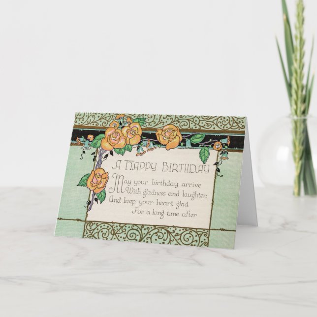 A laranja floresce o cartão de aniversário de rima (Frente)