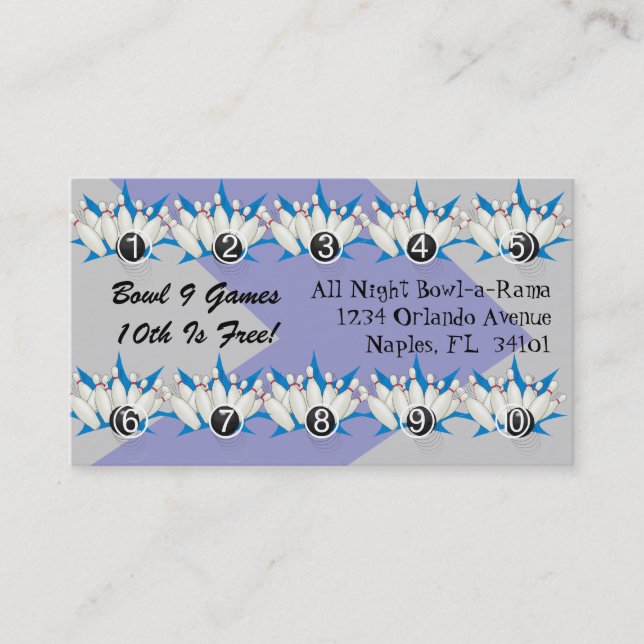 A lealdade da pista de bowling recompensa cartões (Frente)