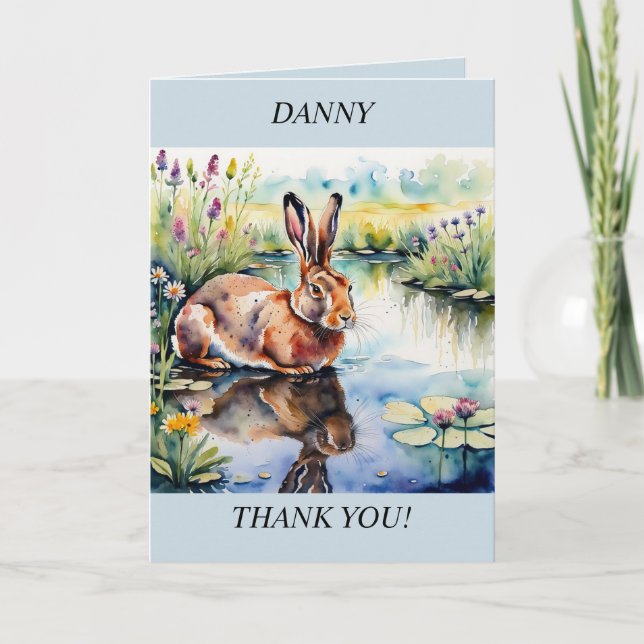 A lebre refletida na água. Cartões de agradeciment (Frente)