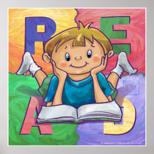 A leitura do menino LEU o poster colorido