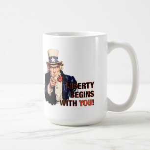 A "liberdade começa com você" a caneca de café