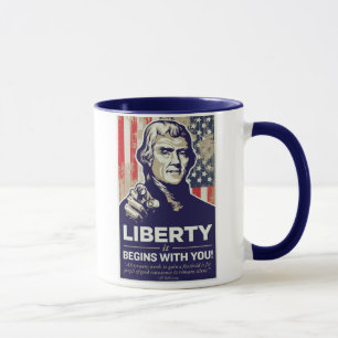 A liberdade de Jefferson começa com você! Caneca