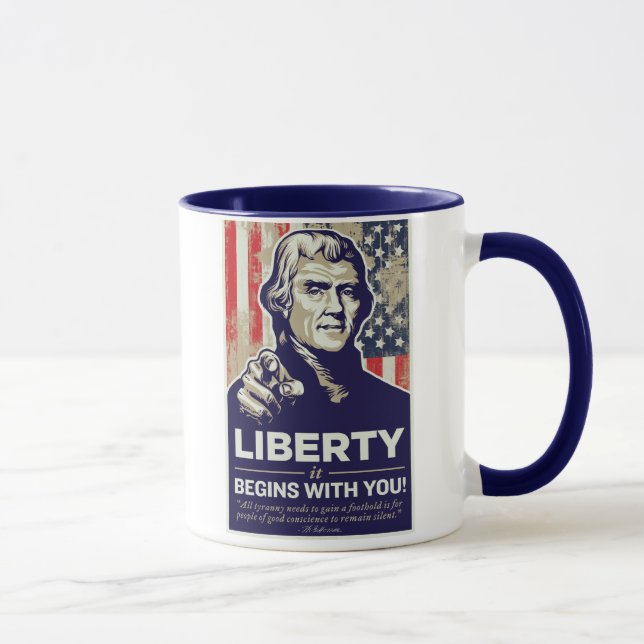 A liberdade de Jefferson começa com você! Caneca (Direita)