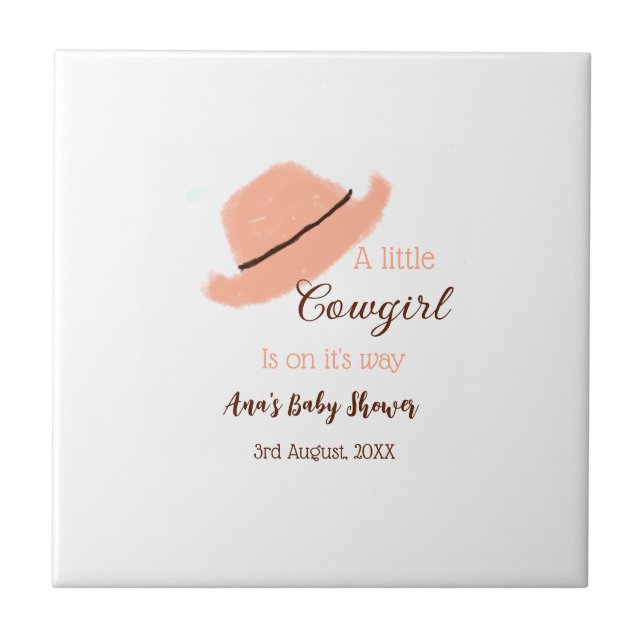 A little cowgirl is on it's way orange baby shower (Frente)