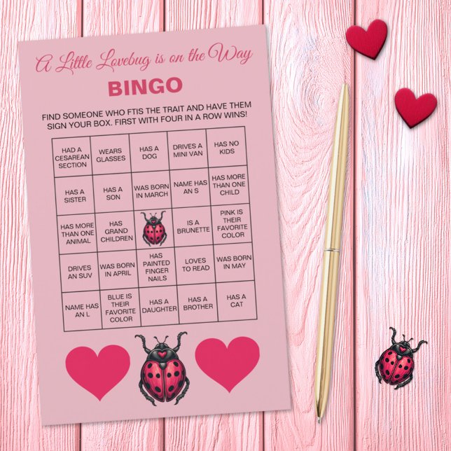 A Little Love Bug Is On The Way Baby Shower Bingo  (Criador carregado)