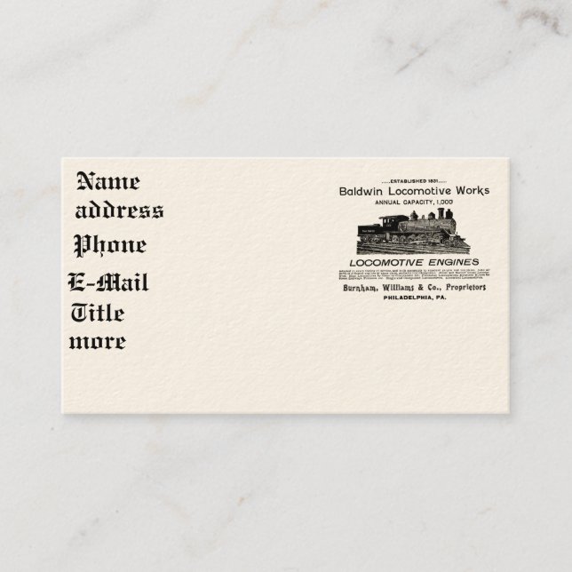 A locomotiva de Baldwin funciona 1895 cartões de (Frente)