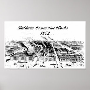 A locomotiva de Baldwin funciona o poster 1872
