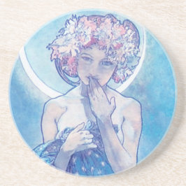 "A Lua" por Mucha, Porta copos de Sandstone Azul