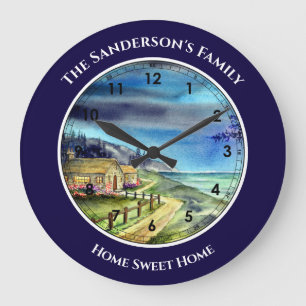 À luz do relógio grande da lua de prata