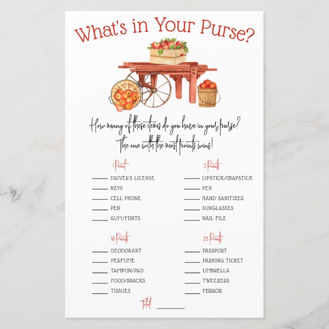 A Maçã do nosso Olho O que há na sua bolsa? Jogo (Frente)