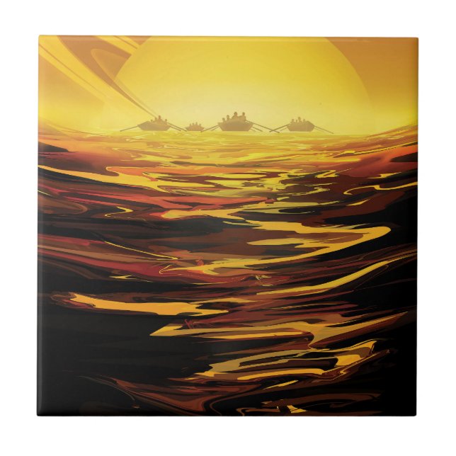 A maior lua de Poster-Saturno do espaço retrô, Tit (Frente)