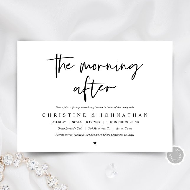 A manhã depois, poste o convite para o casamento (The Morning After, post wedding brunch, elopement Invitation card, digital download, modern minimal)