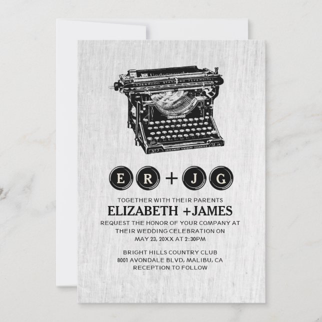 A máquina de escrever velha fecha convites do (Frente)