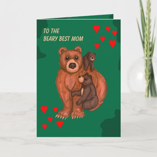 A melhor mamã de Beary - para o cartão da mãe (Frente)