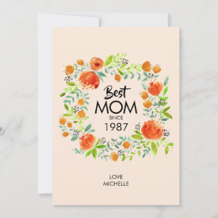 A melhor mamã desde o cartão floral da aguarela