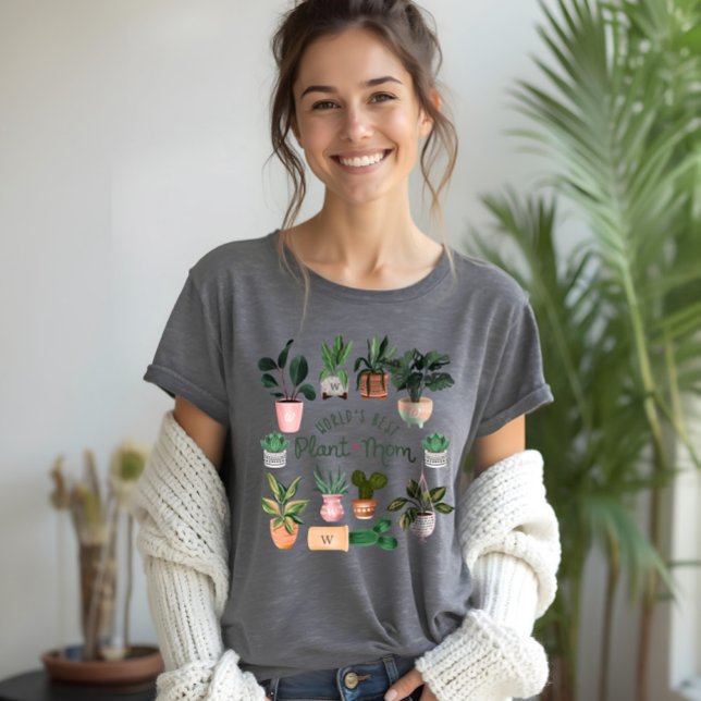 A Melhor Planta do Mundo - Plantas Vedadas por Aqu (World's Best Plant Mom Watercolor Potted Plants Tri-Blend Shirt)