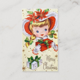 A menina retro do natal vintage adiciona o cartão