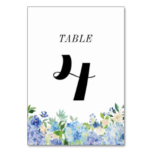 A mesa azul do Hydrangea numera o cartão - mesa