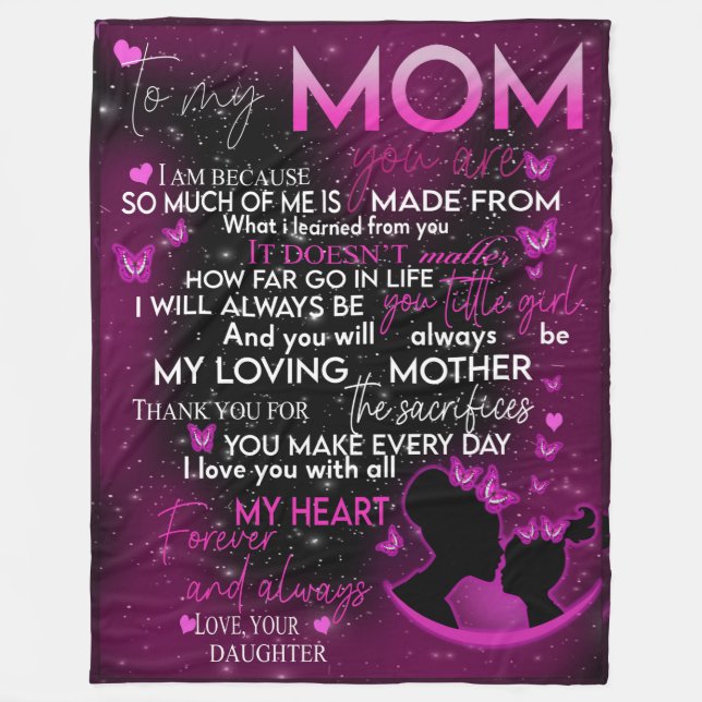 à minha mãe, de filha, de cobertor para a mãe (Frente)