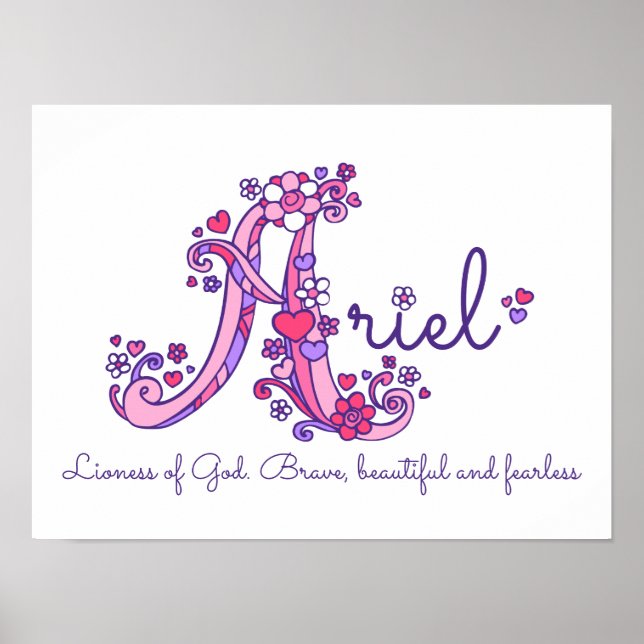 A monogram art Ariel girls name meaning poster (Frente)