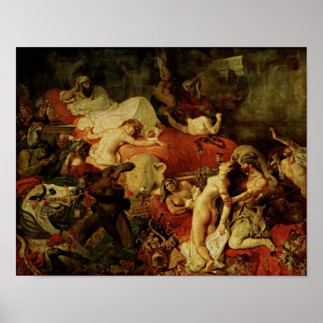 A morte de Sardanapalus por Delacroix - Poster (Frente)