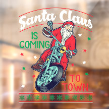 A Motocicleta Santa Claus Está Chegando À Cidade