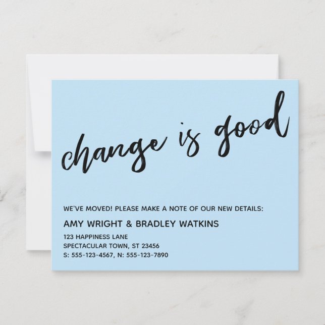 A mudança casual é um bom cartão de endereço azul- (Frente)