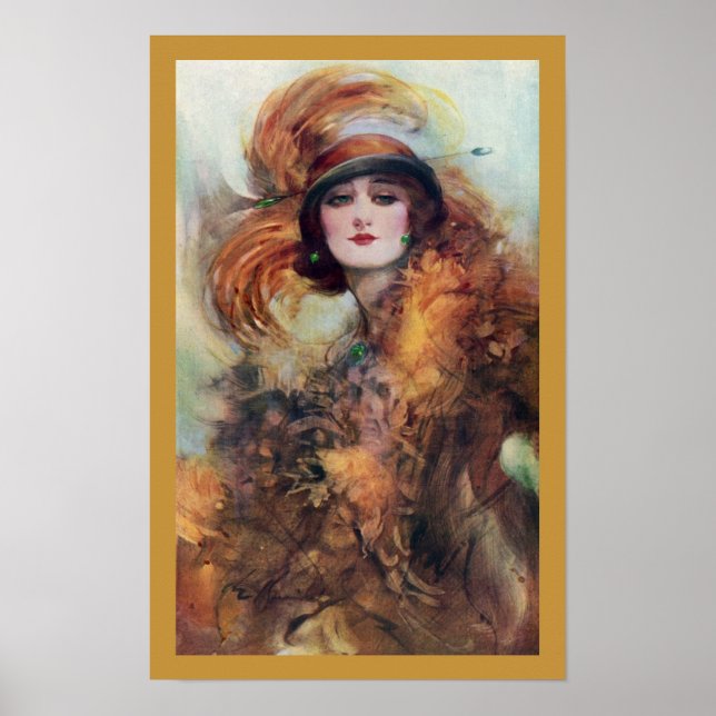 A mulher em pele e esmeraldas poster vintage (Frente)