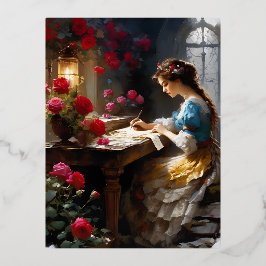 A mulher escrevendo que este parágrafo tem um home