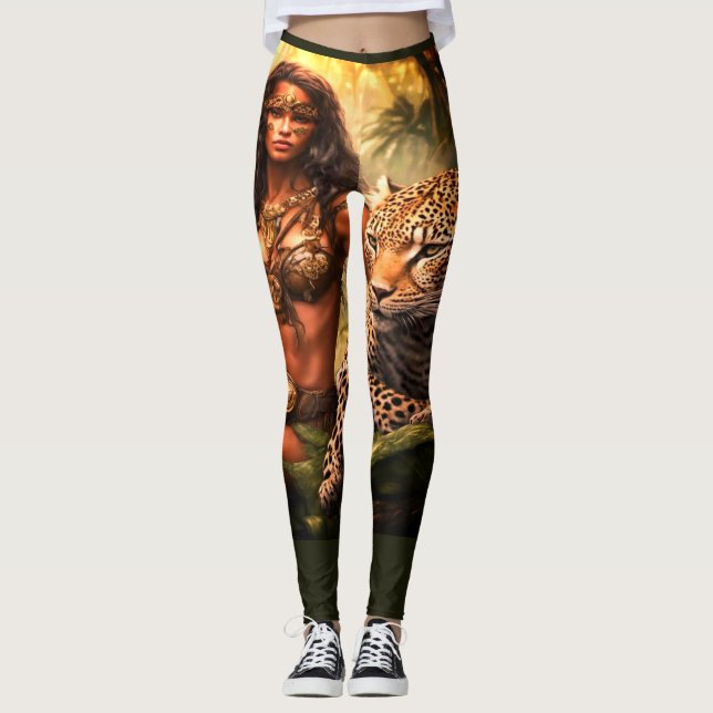 A Mulher na Selva em Leggings Personalizadas Moder (Frente)