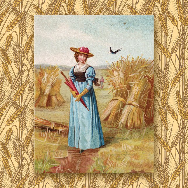 A mulher no cartão postal de Wheatfield (Criador carregado)