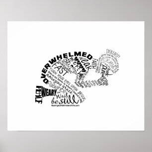 A mulher Praying no poster 20x16 preto