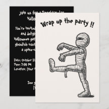 A múmia divertida do Halloween ☜ Cartão de convite