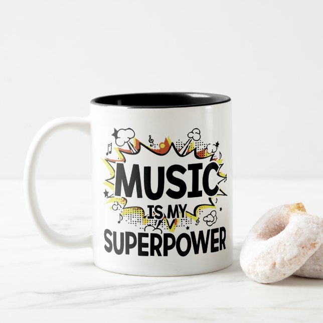 A música é minha caneca vermelha e amarela da (Com Donut)