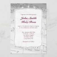A música elegante nota o convite do casamento